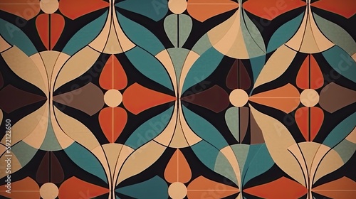 Retro patterns and a bold color scheme for a vintage feel created with generative AI technology