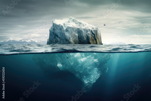 Iceberg - Underwater Risk - Global Warming Concept created with Generative AI technology © Robert Herhold