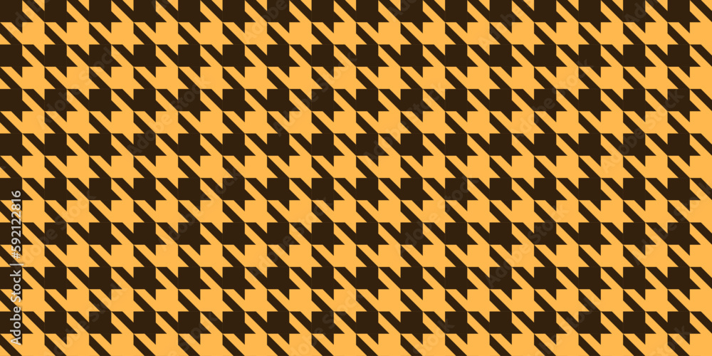 Houndstooth seamless pattern. Yellow and black dogs tooth repeating background. Fabric texture sample. Vector wallpaper - obrazy, fototapety, plakaty 