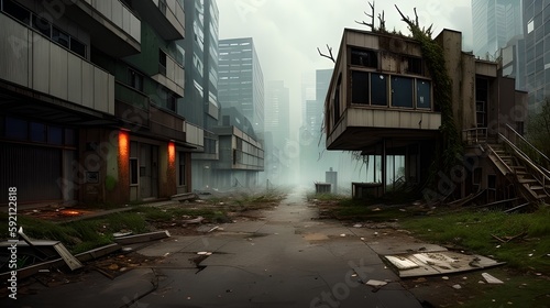 Post apocalyptic city, generative ai © inspiretta
