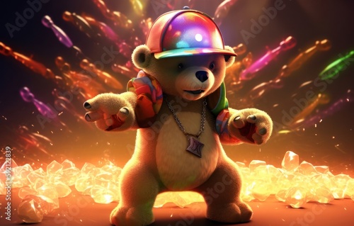 Bear Rap Music Party Animal Having Fun Generative AI