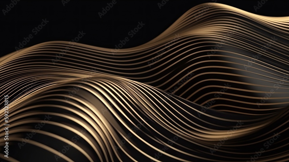 Wavy lines with a metallic sheen with a playful feel created with generative AI technology Wavy lines with a metallic sheen with a playful feel created with generative AI technology