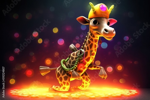 Giraffe Funky Party Goer Ready To Party Generative AI