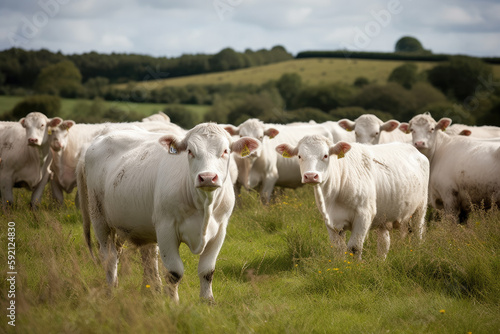 Wallpaper Mural cows in the field created with Generative AI technology Torontodigital.ca