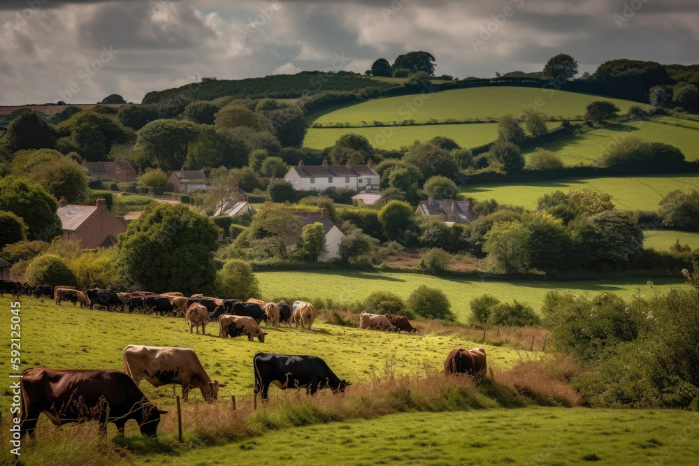 cows in the field created with Generative AI technology