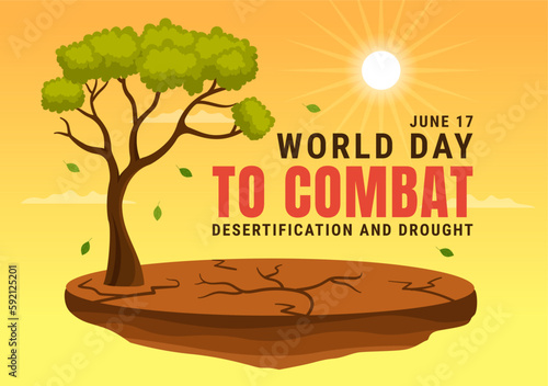World Day to Combat Desertification and Drought Vector Illustration with Turning the Desert Into Fertile Land and Pastures in Hand Drawn Illustration