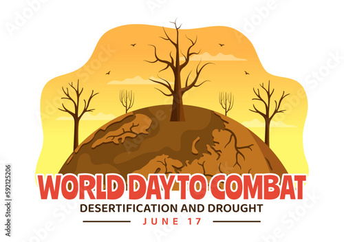 World Day to Combat Desertification and Drought Vector Illustration with Turning the Desert Into Fertile Land and Pastures in Hand Drawn Illustration