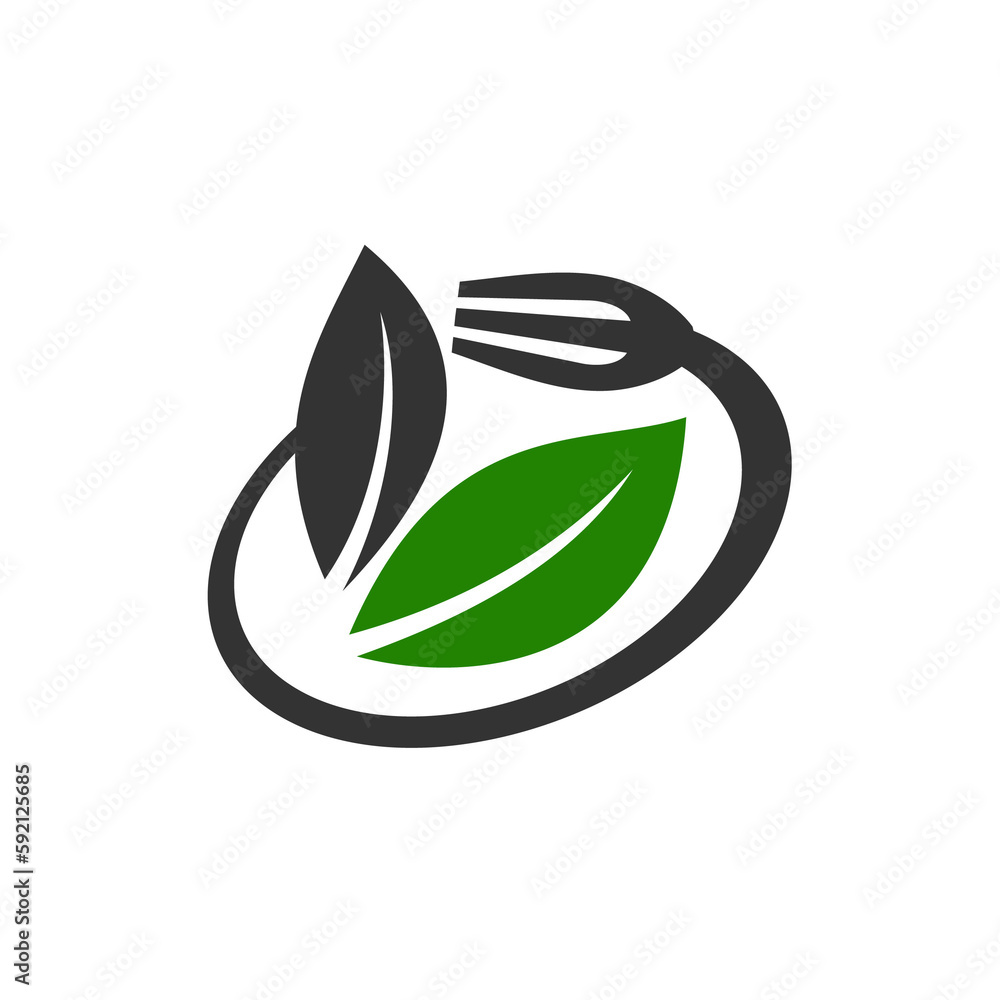 Fototapeta premium organic food logo template. Icon Illustration Brand Identity. Isolated and flat illustration. Vector graphic