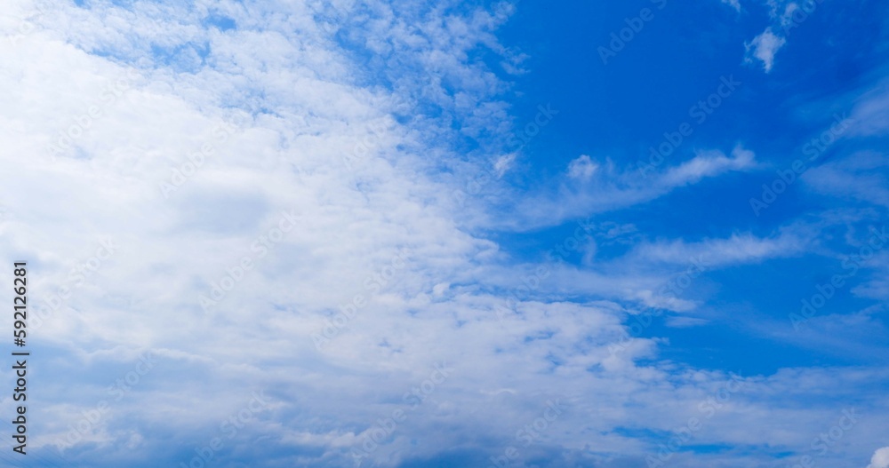 Blue sky panorama background with tiny clouds.