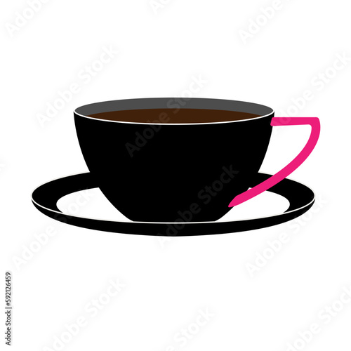 vector cup for tea with saucer in flat style