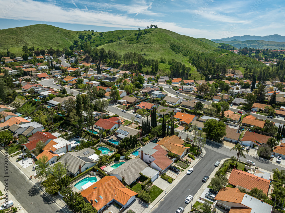 Aerial View of a Suburban Southern California Neighborhood