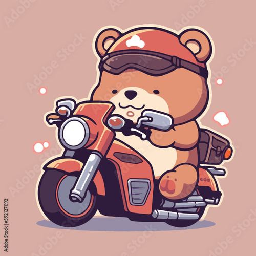 Bear on a motorcycle cartoon character