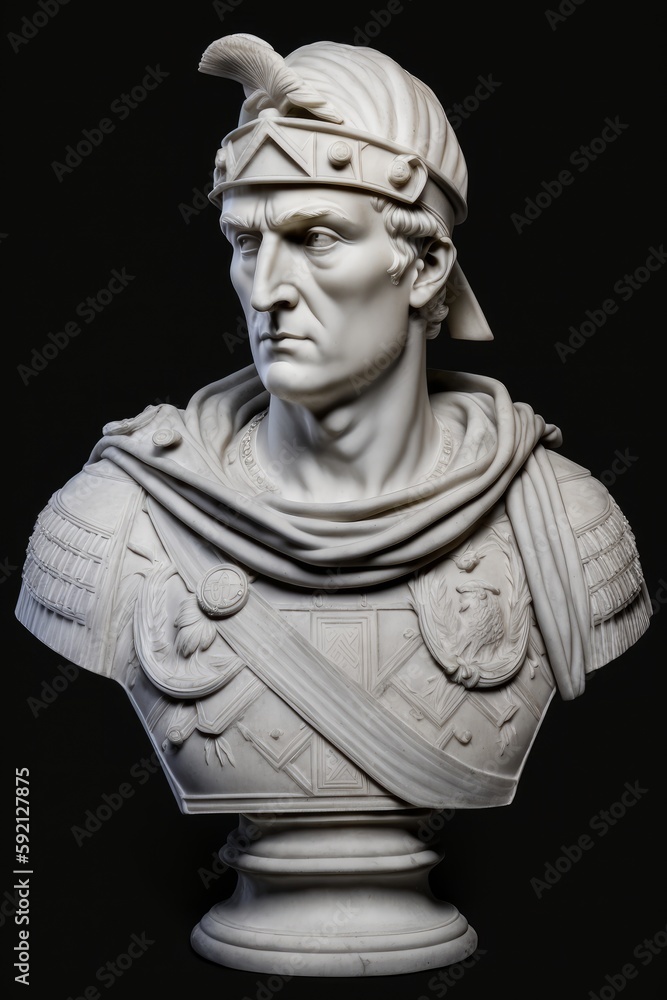 Obraz premium ローマ将軍風の大理石の胸像：AI作品 