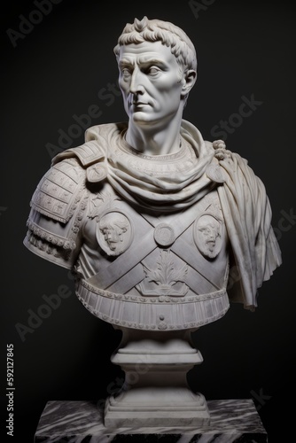 ローマ将軍風の大理石の胸像：AI作品
