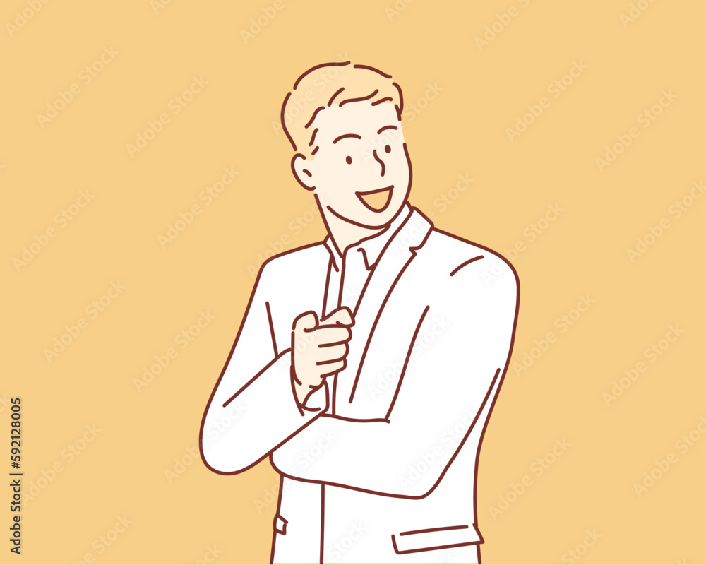 I choose you. Happy business man pointing at camera. Hand drawn style vector design illustrations. I choose you. Happy business man pointing at camera. Hand drawn style vector design illustrations.