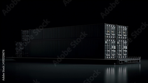 container ship sails on open water fully loaded with containers and cargo. AI Generative.