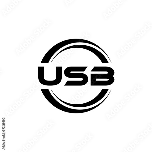 USB letter logo design with white background in illustrator, vector logo modern alphabet font overlap style. calligraphy designs for logo, Poster, Invitation, etc.