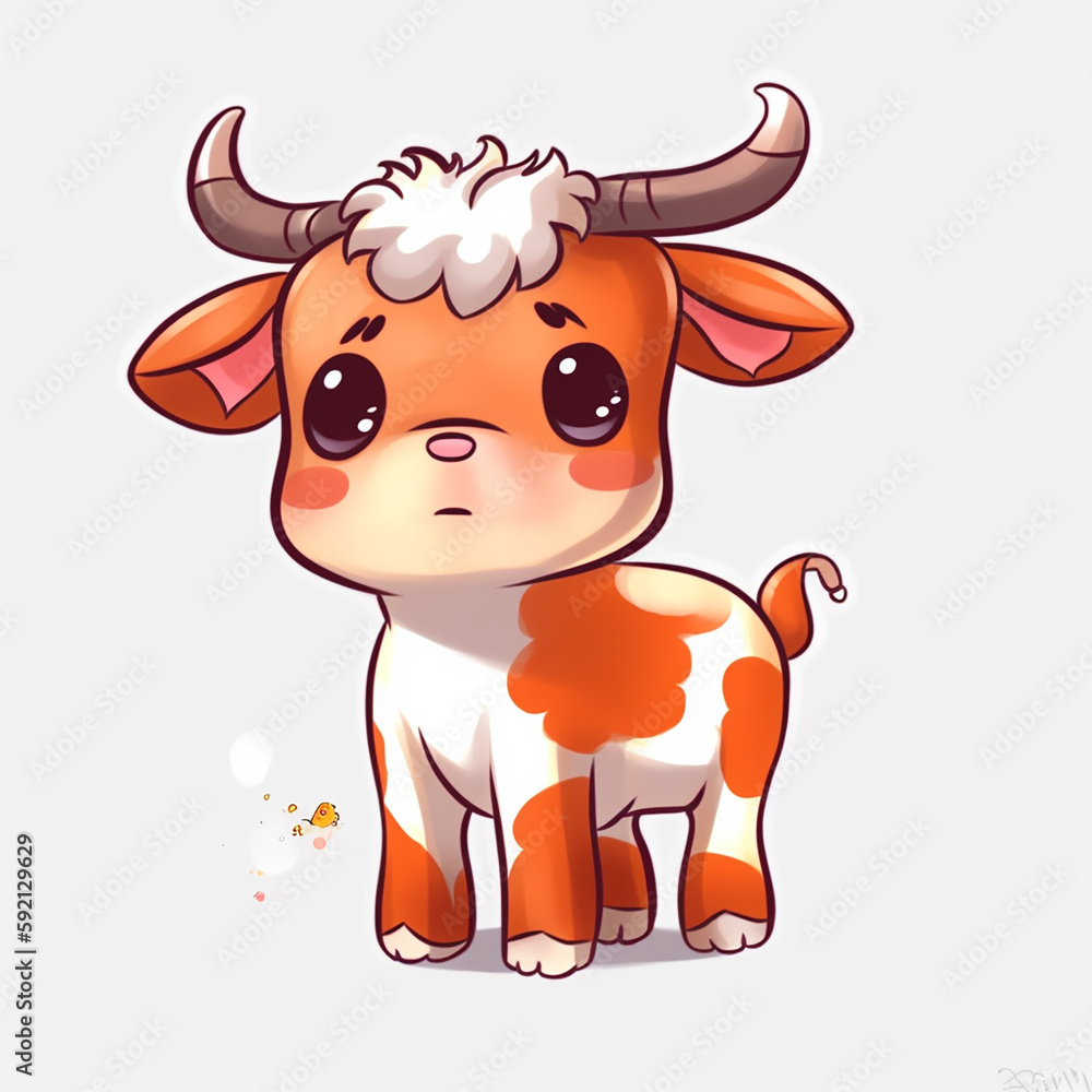 cow cartoon kawaii 2d
