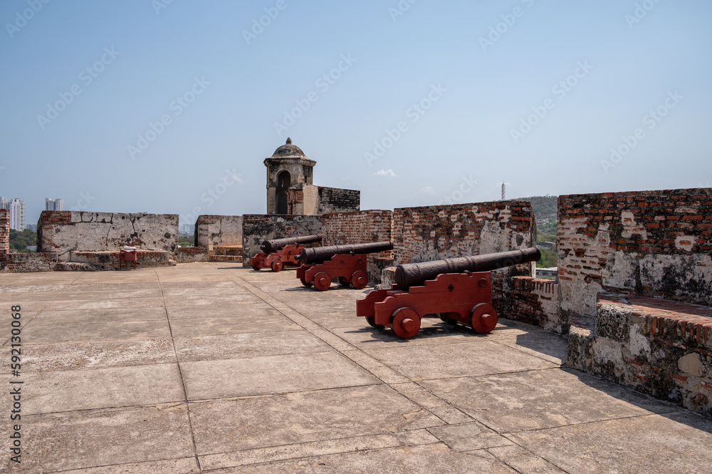 View of the ramparts, walls and features of the San Felipe de Barajas fortress. View of the ramparts, walls and features of the San Felipe de Barajas fortress.