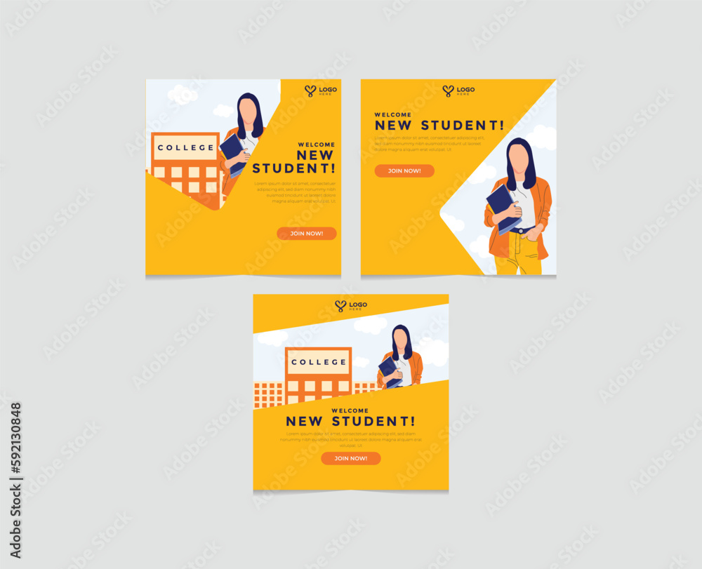 Fototapeta premium College student for social media template advertising