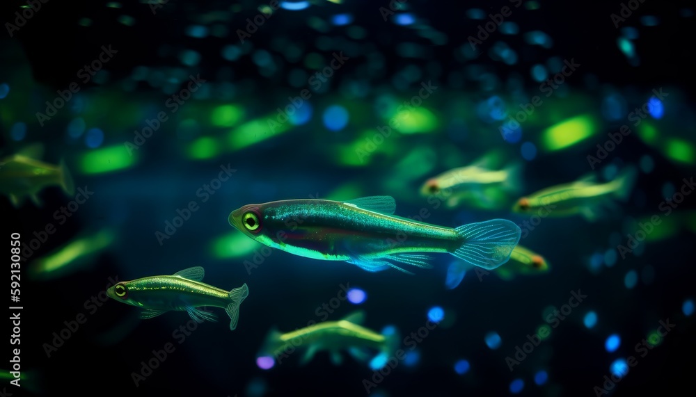 Fototapeta premium Neon Tetras under a Black Light