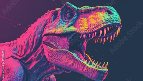 Vaporwave Outrun T-rex Dinosaur © Cloudspit