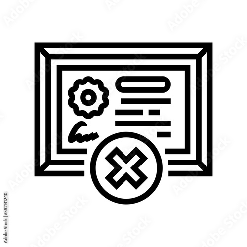certificate disapprove line icon vector illustration