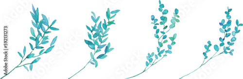 水彩画。手書きの水彩草木ベクターフレーム。草木の水彩装飾。Watercolor painting. Hand drawn watercolor grass tree vector frame. Watercolor decoration of plants and trees.