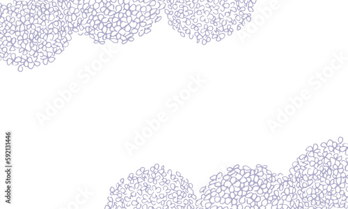 線画。紫陽花の線画イラスト。紫陽花のベクターイラスト。Line drawing. Line drawing illustration of hydrangea. Vector illustration of hydrangea.