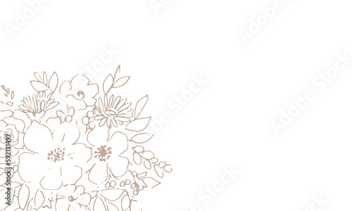 線画。線画の花束ベクターイラスト。Line drawing. Line drawing bouquet vector illustration.
