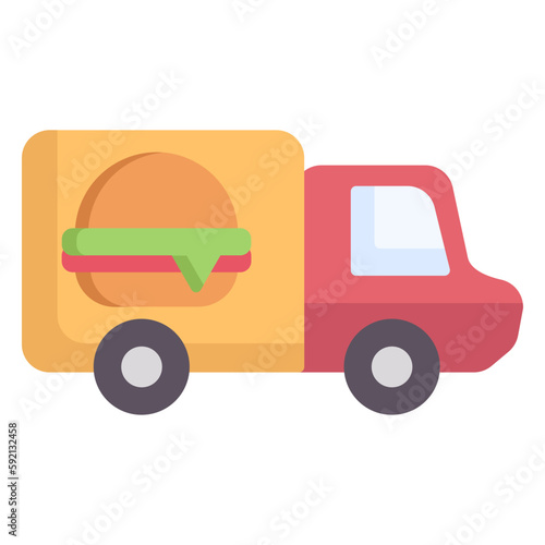 Food Truck Icon Flat. Vector Illustration