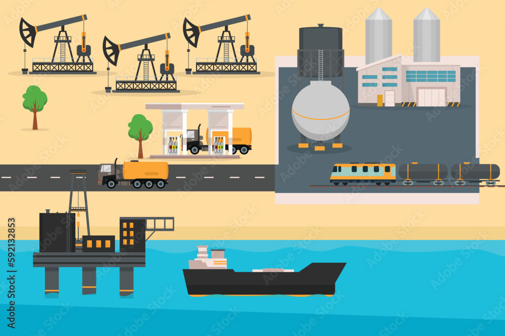 Oil industry platform 2d vector illustration concept for banner, website, illustration, landing page, flyer, etc.