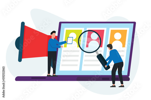 Employer recruit new employees 2d vector illustration concept for banner, website, illustration, landing page, flyer, etc.