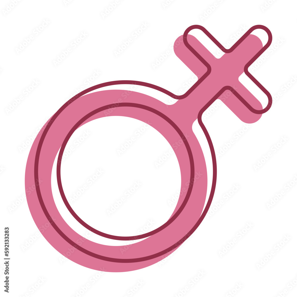Linear pink icon. Female gender symbol. Gender sign. Traditional family relationship icon. Simple color vector isolated on white background Linear pink icon. Female gender symbol. Gender sign. Traditional family relationship icon. Simple color vector isolated on white background