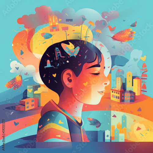 Illustration of a person with autism - unique perspectives and talents of those on the autism spectrum