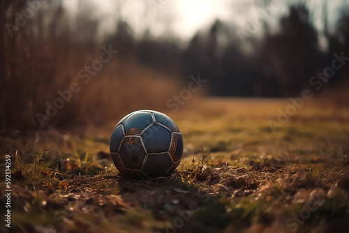 Closeup shot of a football lying on the ground
