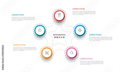 Infographic stars 5 options. Vector illustration.