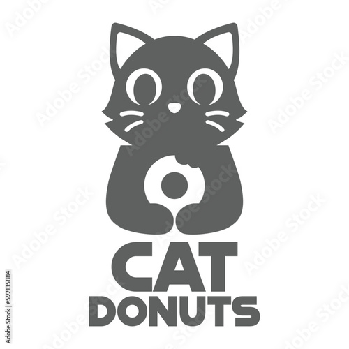 Modern mascot flat design simple minimalist cute cat donut logo icon design template vector with modern illustration concept style for cafe, bakery shop, restaurant, badge, emblem and label