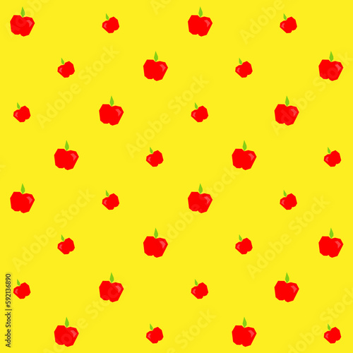Vector Low Poly Red Apple Seamless Pattern