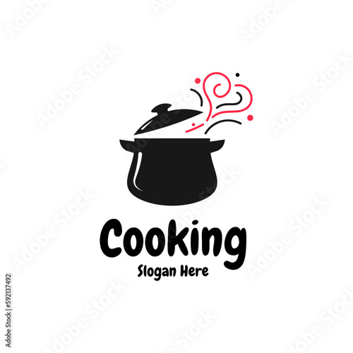 cauldron logo design. vintage retro food concept