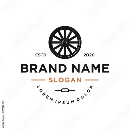 Cart wheel logo design. vintage retro stamp concept