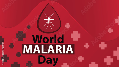 World Malaria Day vector banner design in red color, mosquito icon, blood droplet, medical cross and typography. World Malaria Day modern simple poster creating awareness background.