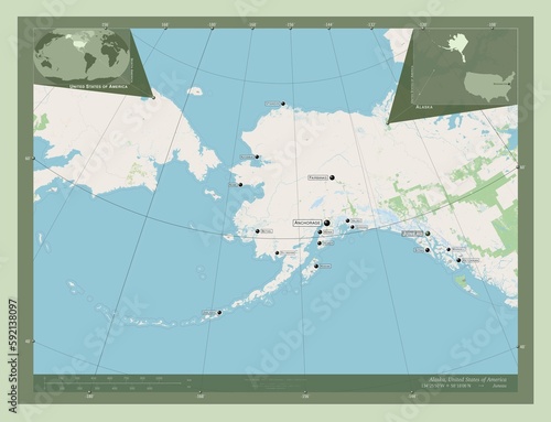 Alaska, United States of America. OSM. Labelled points of cities photo