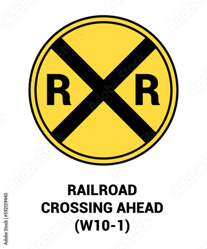 Manual On Uniform Traffic Control Device ( MUTCD ) RAIL ROAD CROSSING AHEAD , United States Road Symbol Sign with description 
