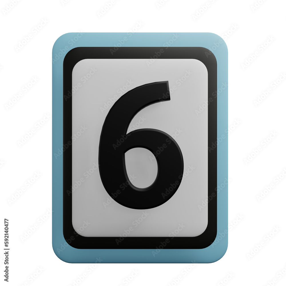 number six on white background