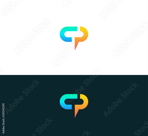 Minimalist Abstract Initial letter CT, TC logo.