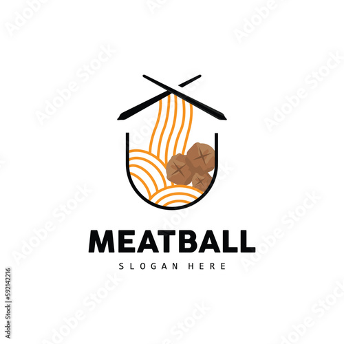 Meatball Logo, Vector For Food Stall Brand, Fast Food Simple Design Icon, Template Illustration
