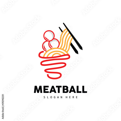Meatball Logo, Vector For Food Stall Brand, Fast Food Simple Design Icon, Template Illustration