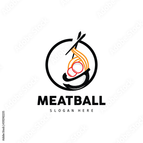 Meatball Logo, Vector For Food Stall Brand, Fast Food Simple Design Icon, Template Illustration