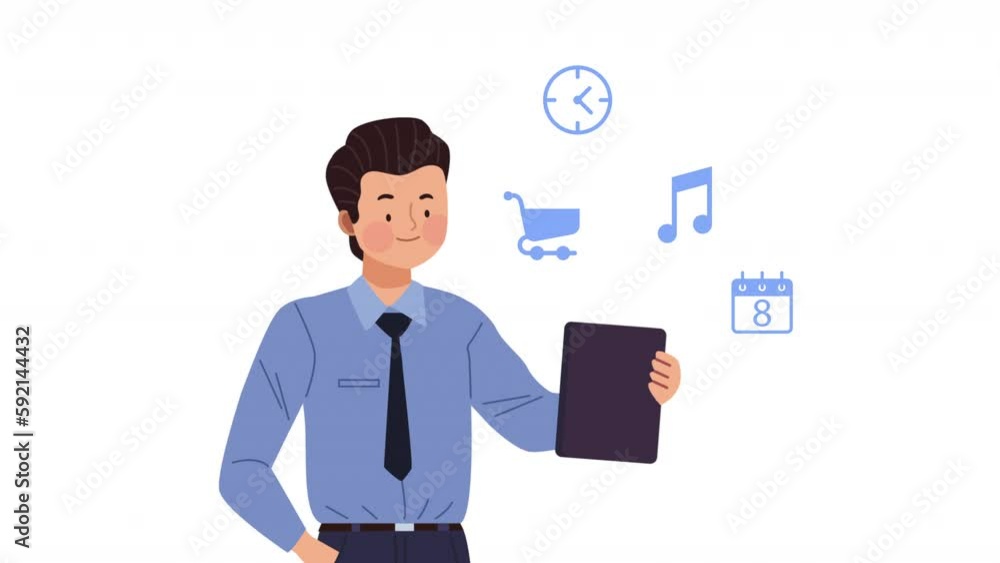 elegant businessman with tablet character animation elegant businessman with tablet character animation